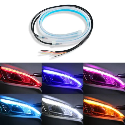 Kfz-LED-Tagfahrlicht, zweifarbig, Scheinwerfer, dekorativer Lichtstreifen, Silikon-Lichtleiterstreifen